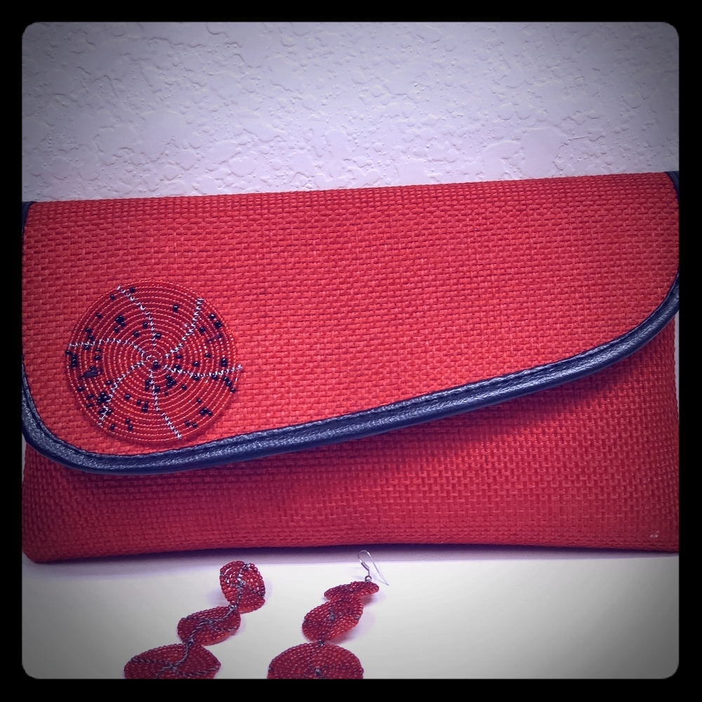 Clutch purse and earrings